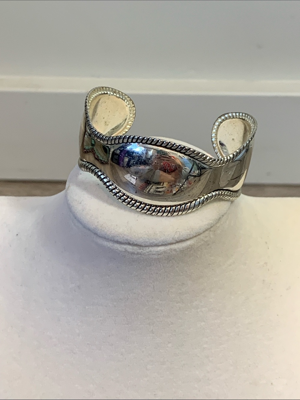 Silver Tone Wave Cuff Bracelet